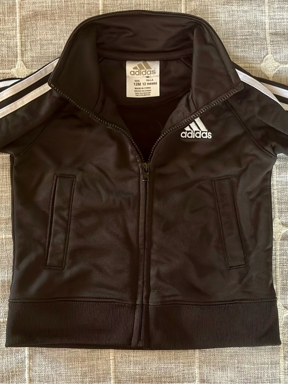 adidas Black Kids Track Jacket with White Stripes